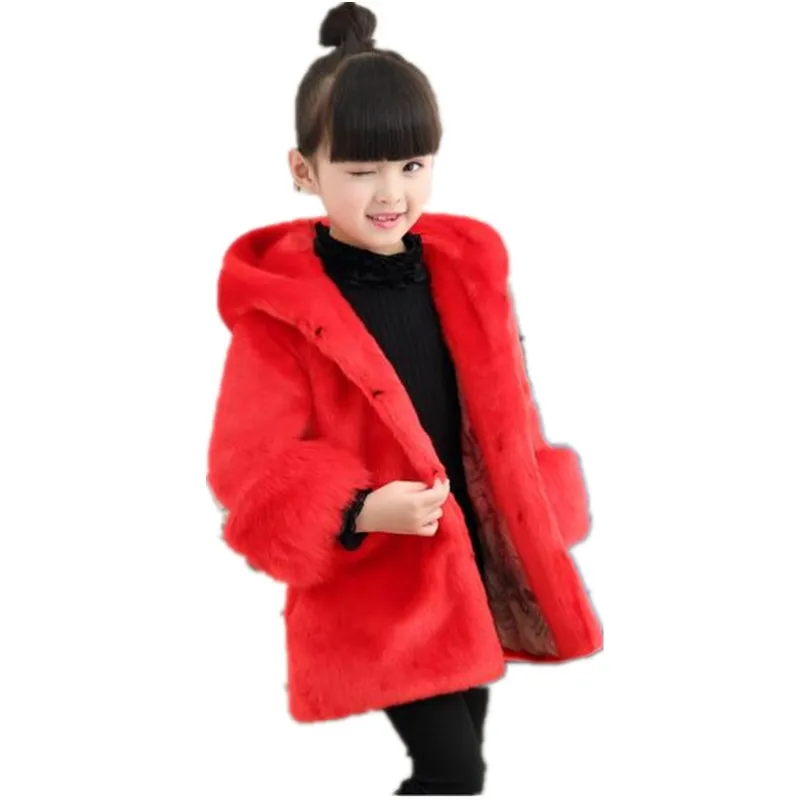 Пушистые Дети Одежда 2018 осень-зима пальто с искусственным мехом для девочек