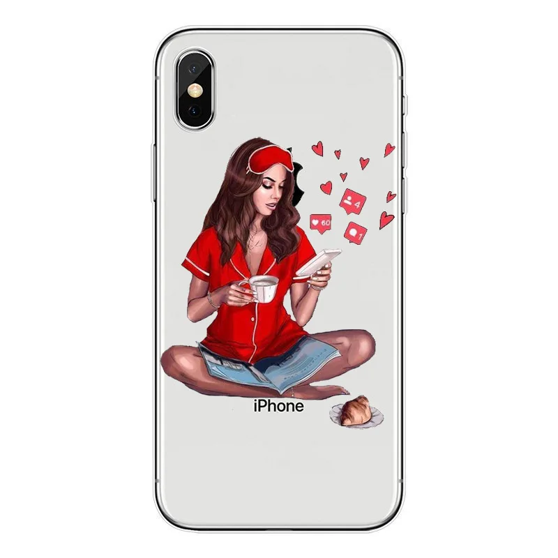 Модный мягкий чехол из ТПУ для iPhone X 10 XS MAX XR 8 7 6 6s Plus прозрачный силиконовый женщин