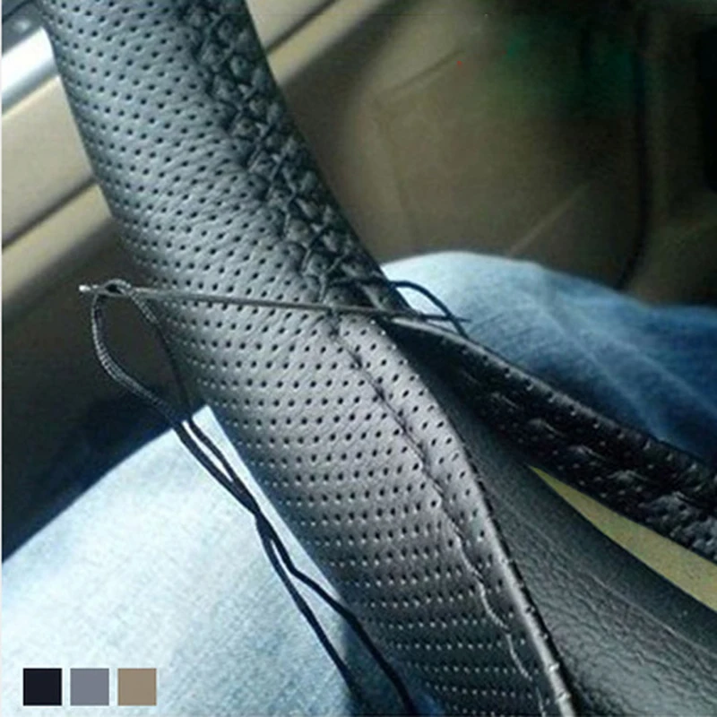 1 шт. DIY чехол рулевого колеса автомобиля с иглами и резьбой импорт коровья кожа