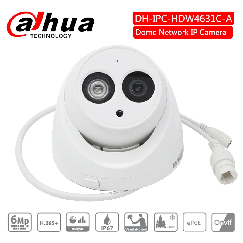 Dahua DH IPC HDW4631C A HDW4433C 6MP 4MP HD IP Сетевая камера Встроенный микрофон POE IR IP67 IK10 ночного