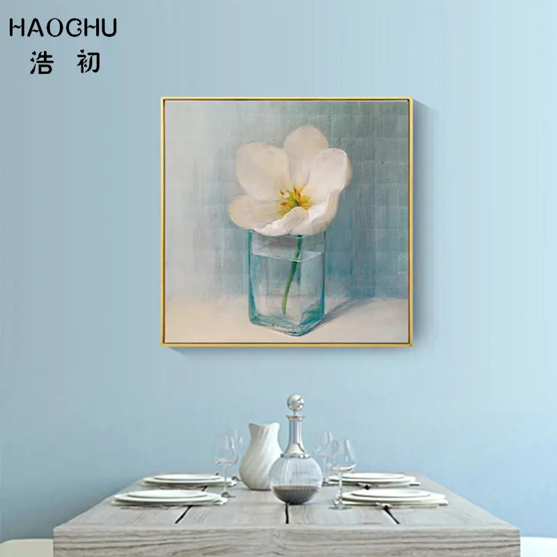 HAOCHU Nordic голубые вазы Gardenia Lilies Daisies холст живопись свежий настенный Декор картина