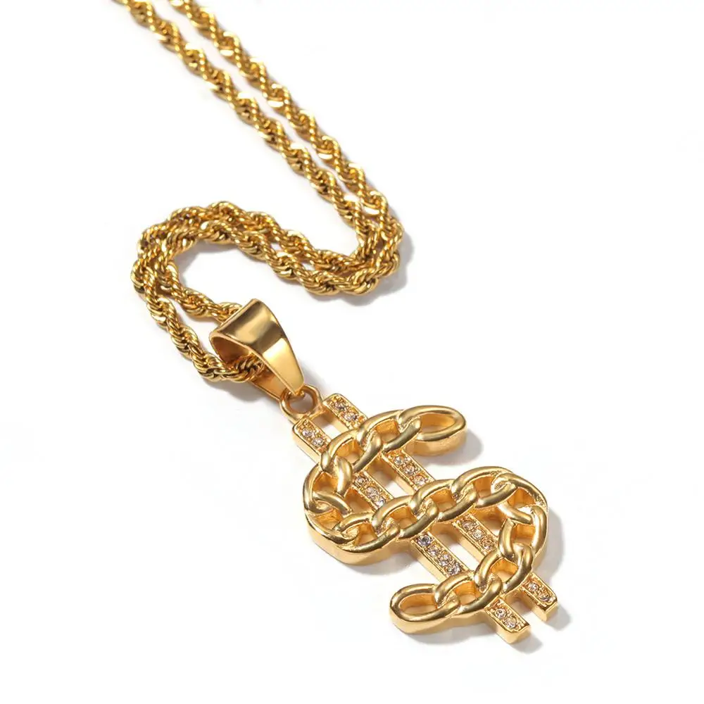 Мужские ожерелья с подвеской в виде доллара стиле хип-хоп | Украшения и