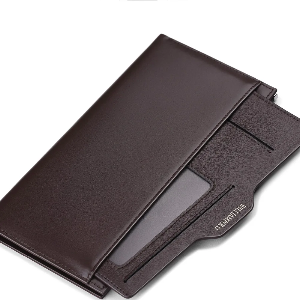 Williampolo Роскошная натуральная кожа мужчины бумажник бизнес Длинные кошельки