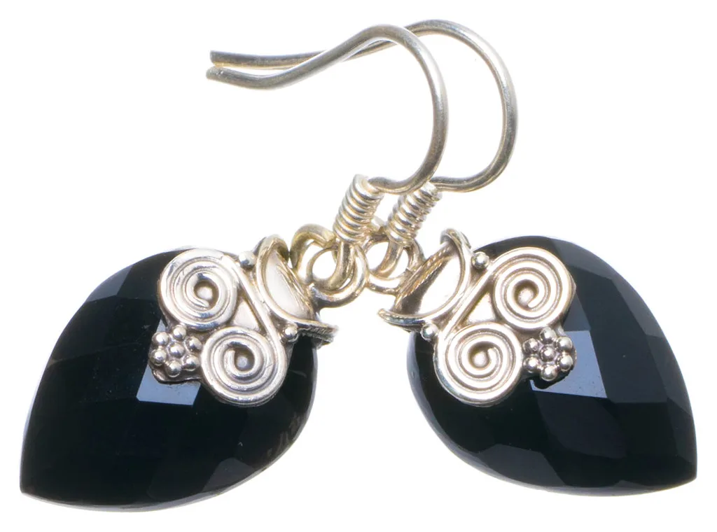 Уникальные серьги ручной работы из натурального черного оникса 925 пробы 1 25 дюйма