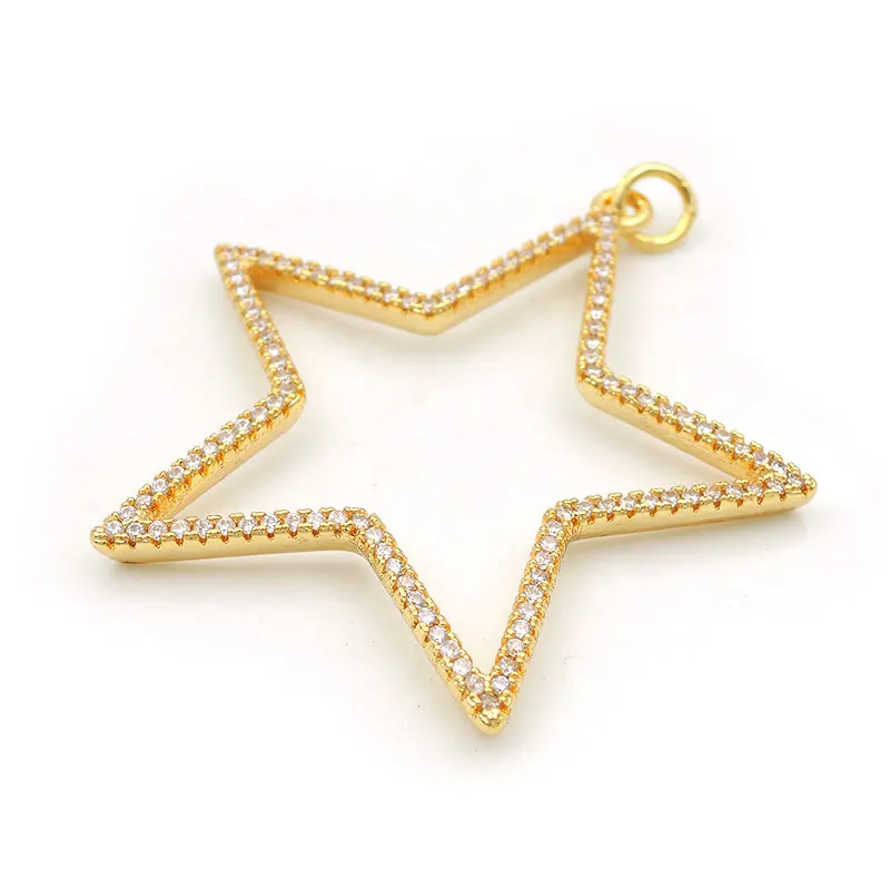 40*40*3 мм Micro Pave Clear CZ полые украшения в виде звездочек подходят для изготовления DIY браслеты или ожерелья ювелирные изделия