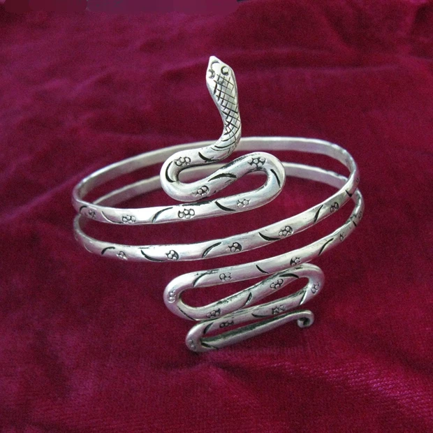 Chinese 100/% handmade Miao jewelry hand silver bracelet arm ring plate snake | Украшения и аксессуары