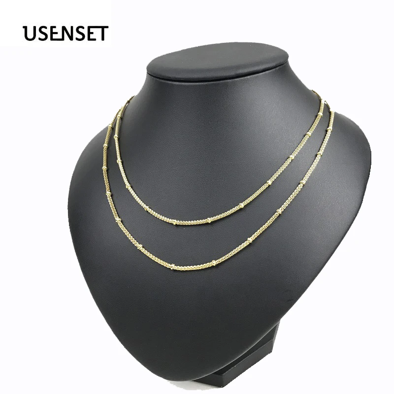 

USENSET Charm chain beads necklace yellow gold silver Color bracelet necklace made of diy mesh patterns stainless steel jewelry