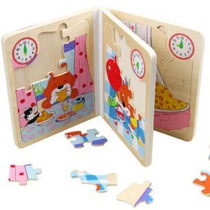 Бесплатная доставка забавная деревянная книга-пазл игрушки-пазлы красочные 3D