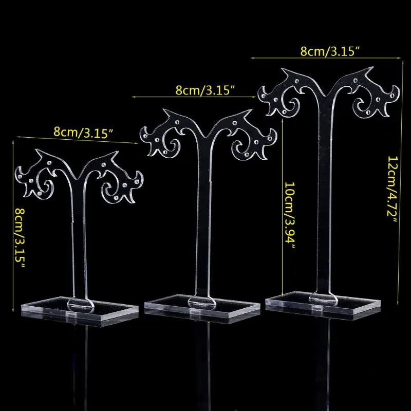 

3PCSEarrings Shelf Display Rack Transparent Acrylic Showcase Jewelry Stand Holder Organizer Gifts Tree Shape Creative Decoration