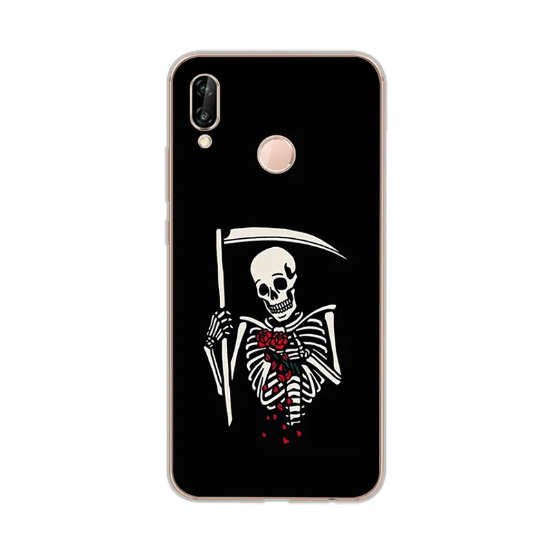 ciciber Phone Cases for Huawei P20 P8 P9 P10 Mate 20 10 9 Lite 2017 X Pro Soft Back Cover P Smart 2019 Human Skeleton |