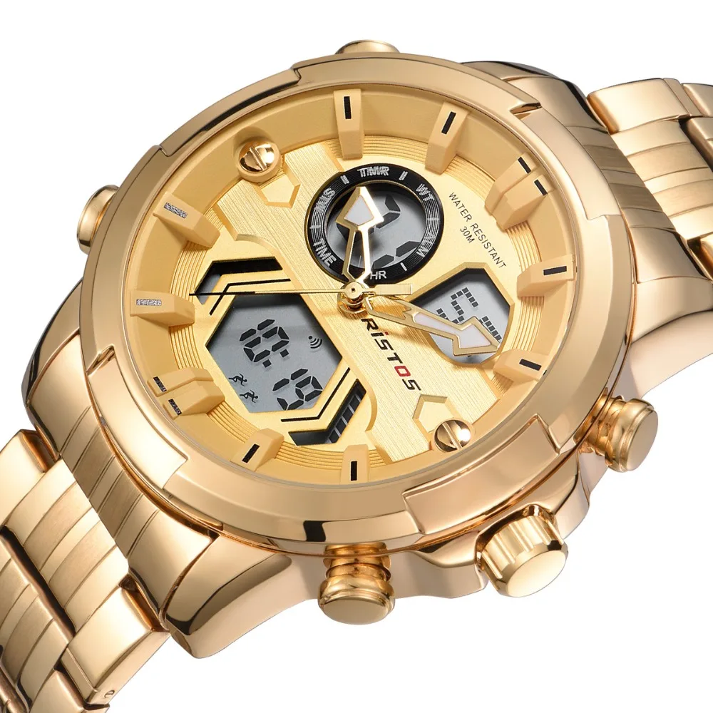 Мужские Цифровые Аналоговые наручные часы RISTOS модные мужские