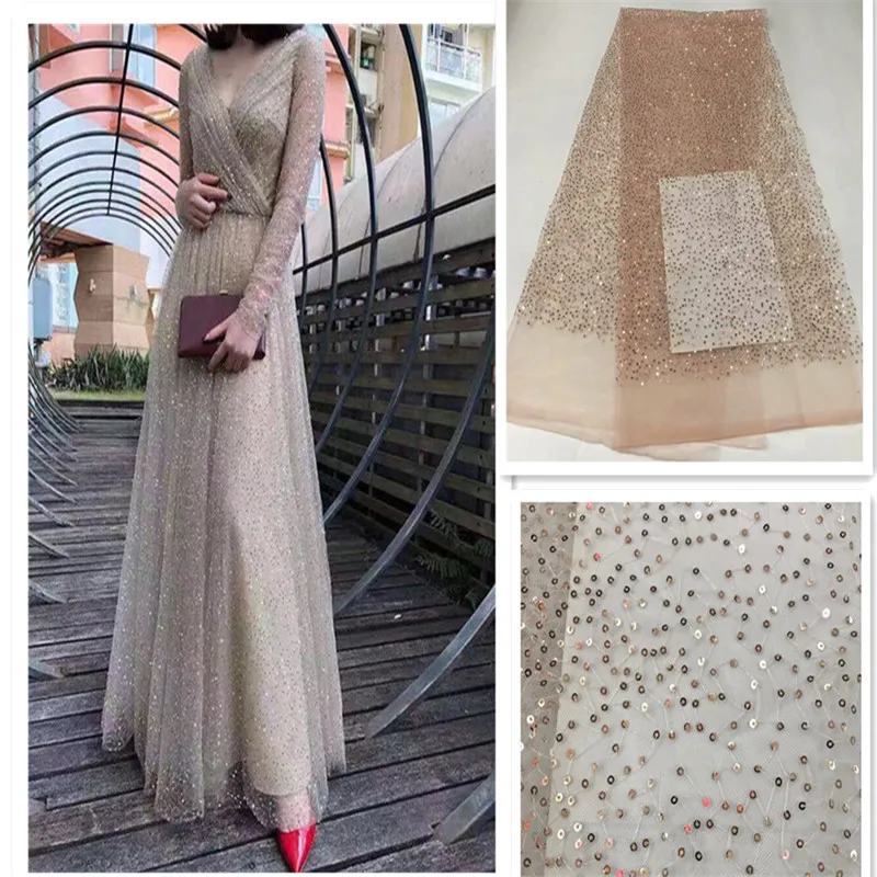 Новинка Золотая африканская кружевная ткань с вышивкой нигерийский гипюр для