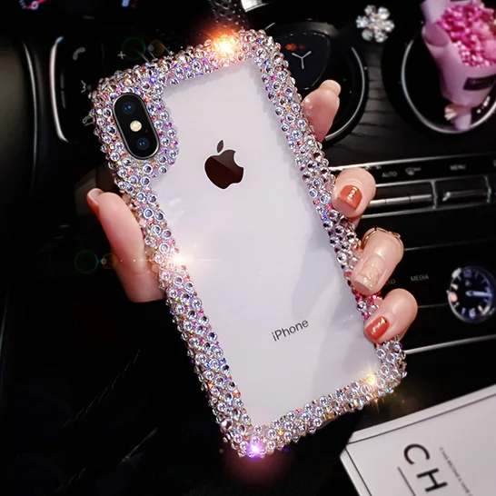 Роскошные модные Украшенные стразами ТПУ мягкий чехол для Iphone X XR XS Max 6 6S Plus 7 8 |