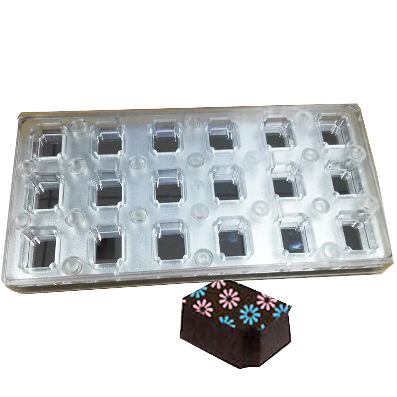 

18 Square Magnetic Polycarbonate Chocolate Mold for edible transfer sheets