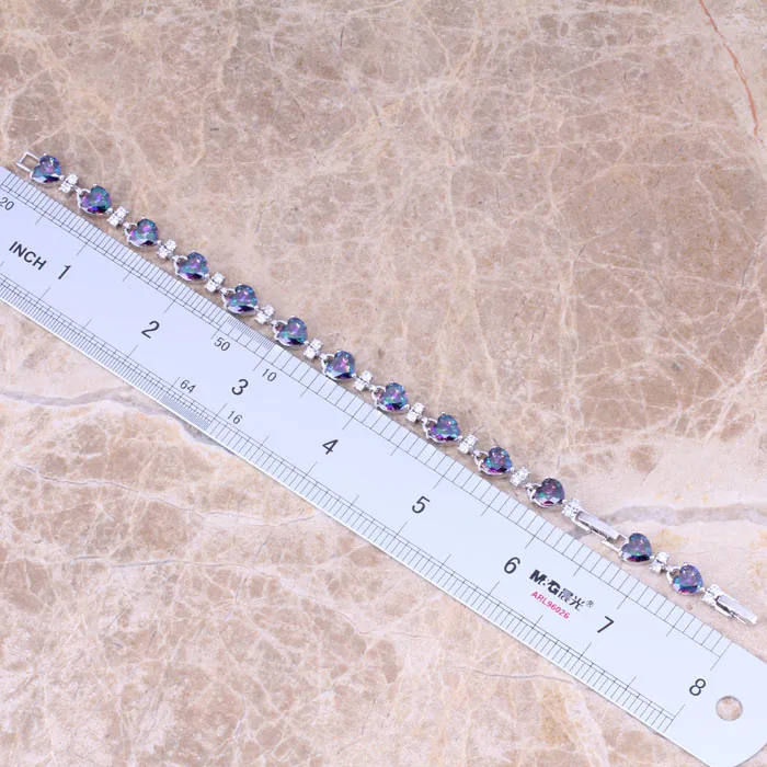 Роскошный Радужный мистический кубический цирконий посеребренный