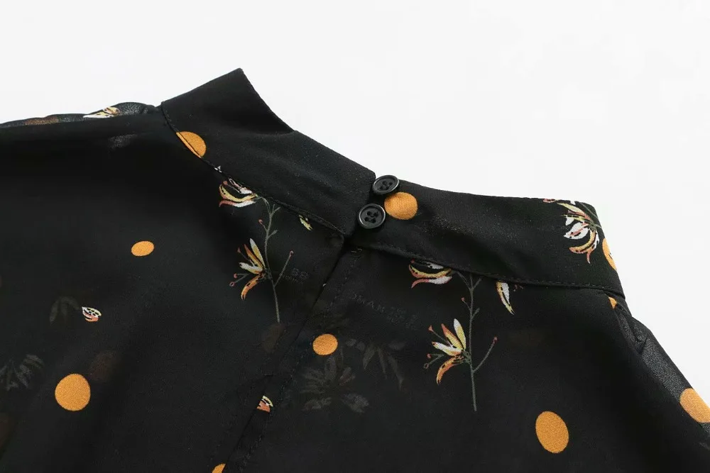 Flabbit для женщин Винтаж с длинным рукавом печати Элегантный chiffion платье дамы chic