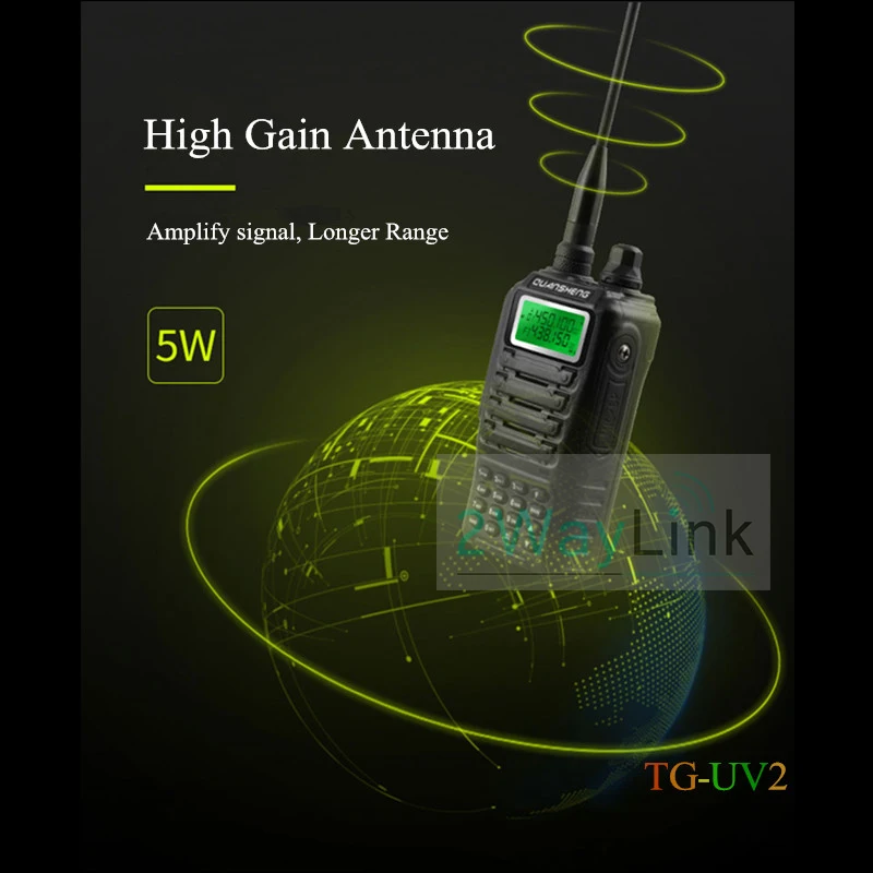 Высокое качество QUANSHENG TG-UV2 Ham Радио Двухдиапазонная 5 Вт QUANSHENG TG UV2 VHF супергетеродинная рация FCC CE сертификация