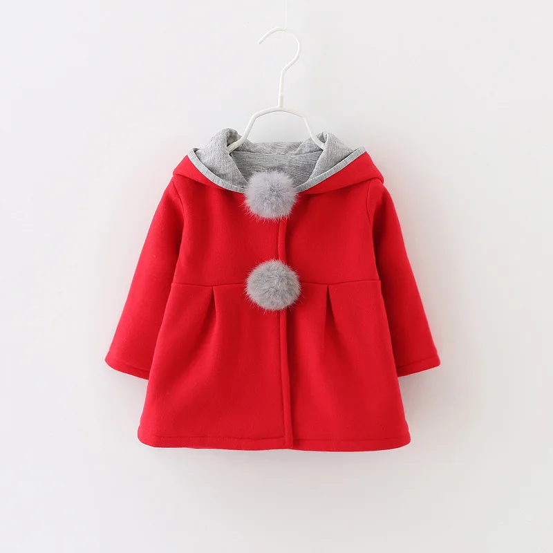 

Children Autumn Winter Jacket With bunny Ears Kids Girl cute Hooded Outwear Rabbit Kid Boutique Child Overcoat with balls CT002