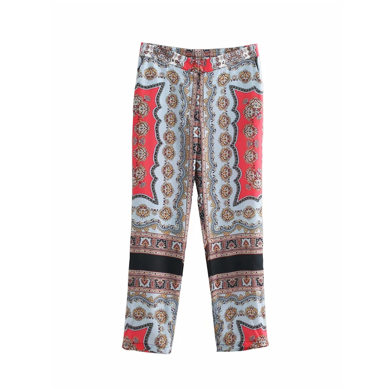 2019 Весна Осень Новый винтажный комплект Женская модная рубашка с принтом Блузка