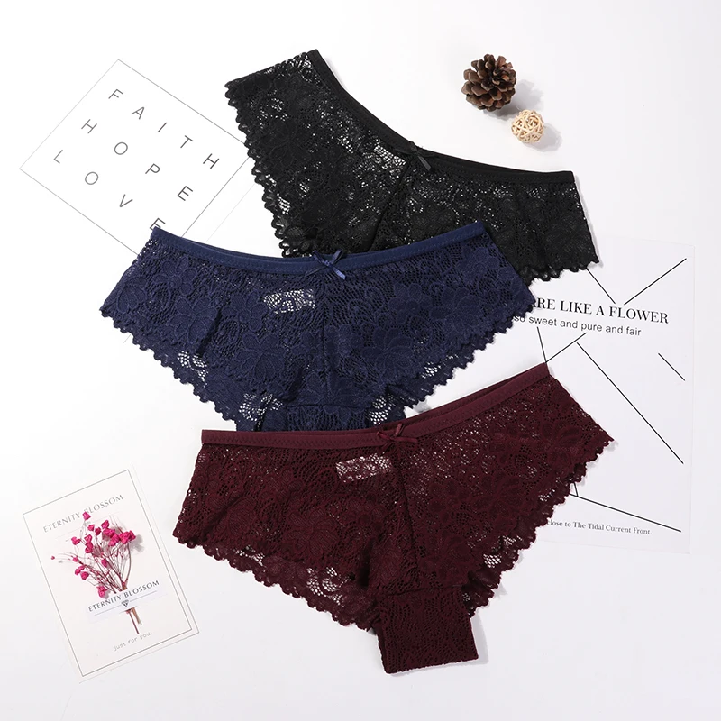 style 11 Сексуальные кружевные трусики, женское модное уютное нижнее белье, соблазнительные Красивые трусы, высокое качество, хлопок, низкая талия, милое женское нижнее белье, 3 шт - Цвет: style 11