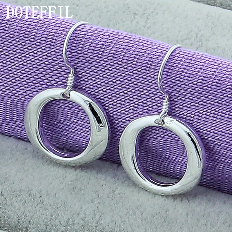 Женские круглые серьги подвески DOTEFFIL из стерлингового серебра 925 пробы модные