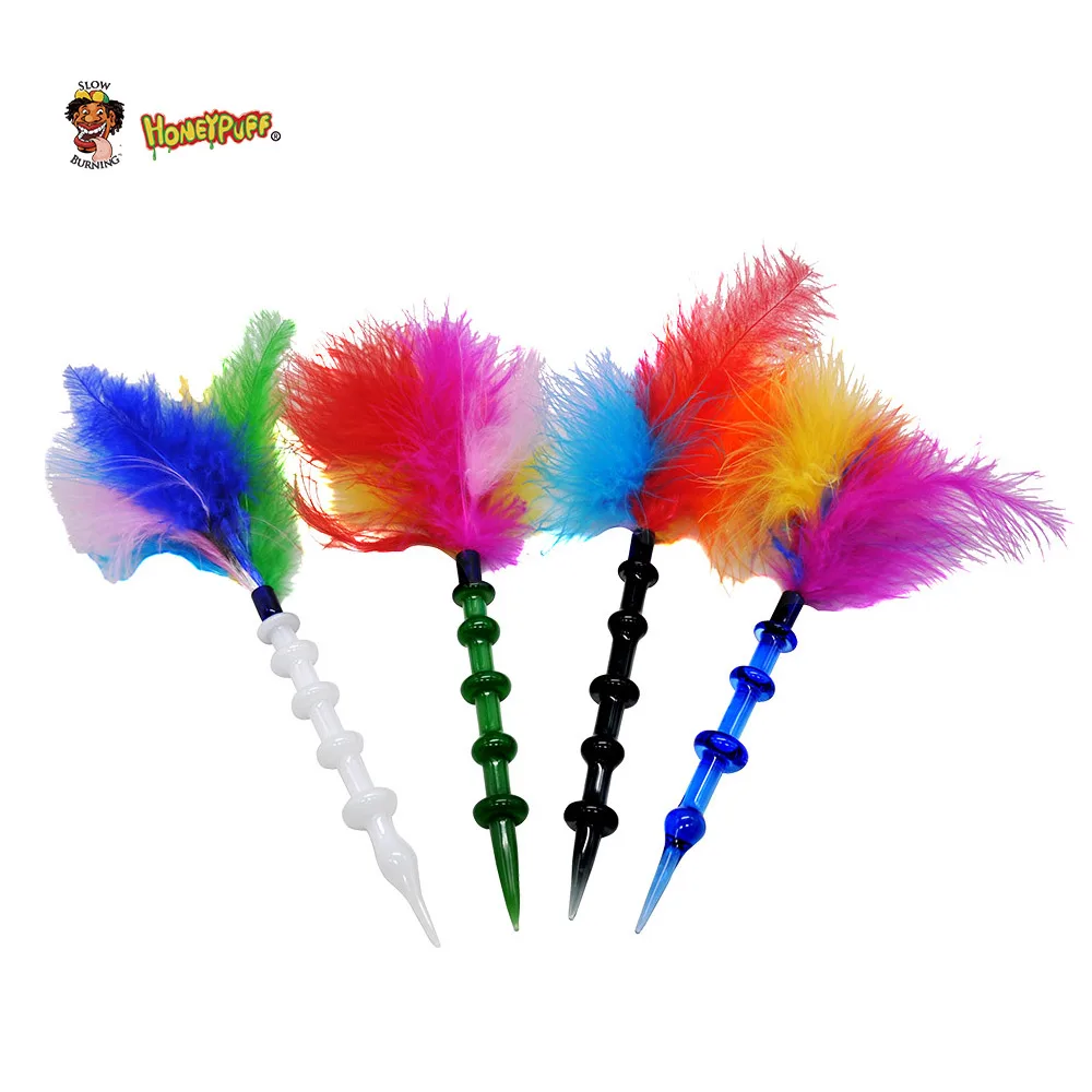 HONEYPUFF радужные перья Dabbler 5 6 дюймов воск Dab инструмент Красочные толстые Pyrex Dabber