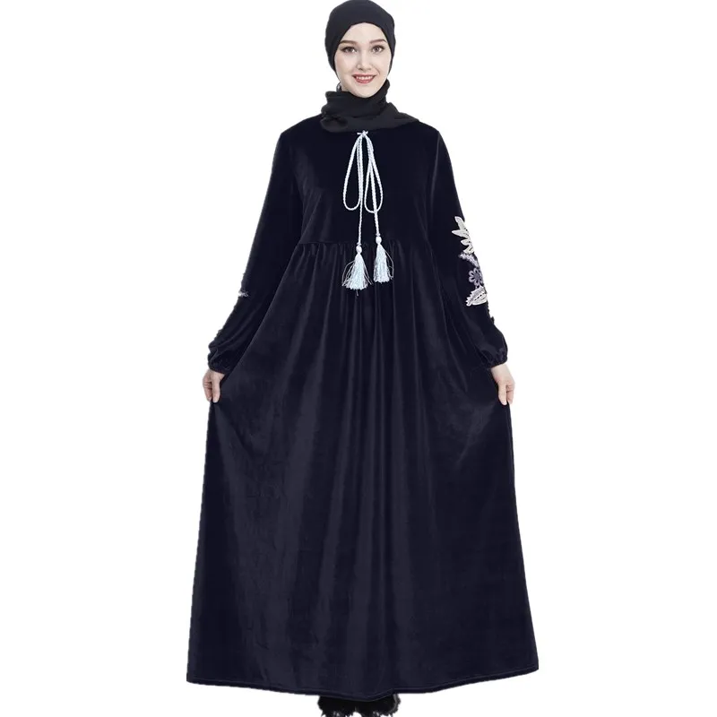 2020 Adult Casual flowers embroidery Robe Musulmane Turkish Dubai Fashion Abaya Muslim Dress Robes Arab Worship Service Wq940 |