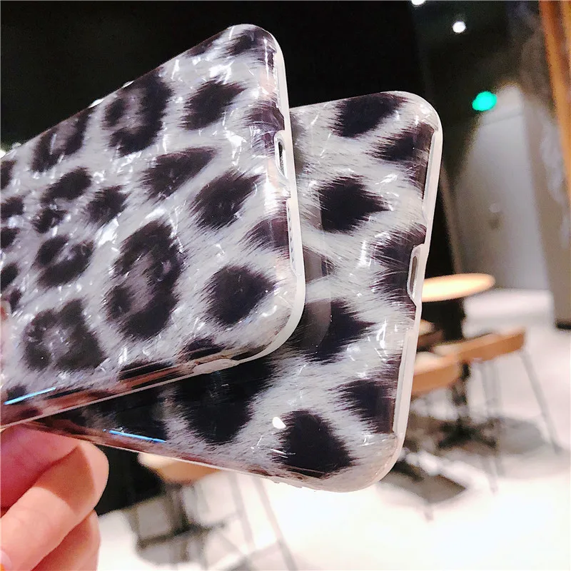 Fashion Leopard Print Phone Case For Coque iphone 6 6s 7 8 plus X XR XS MAX Diamond color Ultrathin Soft IMD Back Cover |