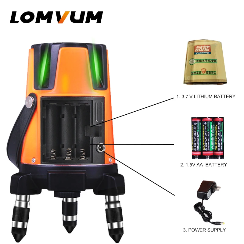 LOMVUM 3 линии 4 точки лазерный уровень самонивелирующийся 360 горизонтальный вертикальный крест супер зеленый луч slash функциональная линия лазер