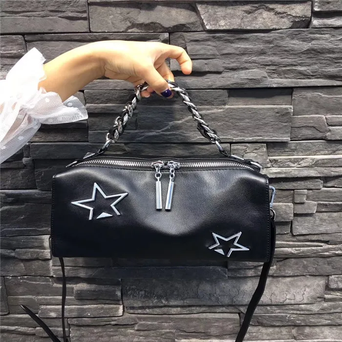 black star Новое поступление, женская сумка-мессенджер из натуральной кожи с широким плечевым ремнем, ретро известный бренд, дизайнерские сумки в европейском стиле - Цвет: black star