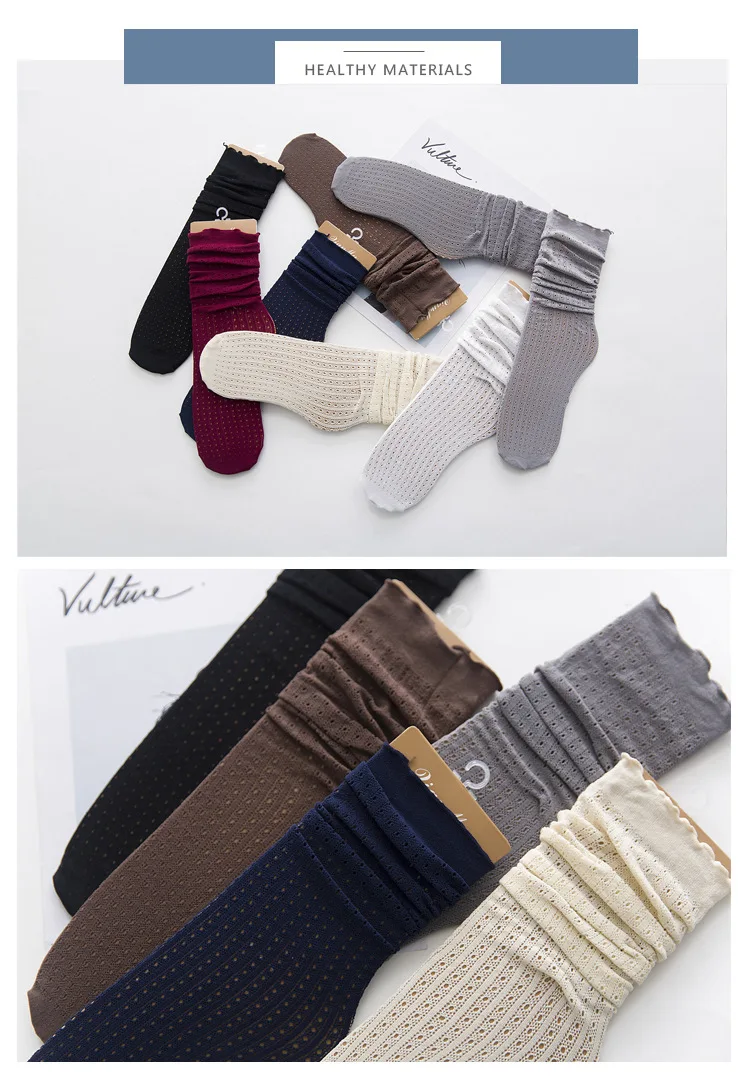 Fashion Korean Creative Socks Women Cotton Thin Heap Heap Solid Color Socks for Women Meias Gift Cut Fuzzy Socks Plus Size