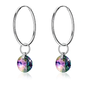 Для женщин обруч серьги хрустальные от Swarovski простой Стиль 925 пробы Серебряный Круглый Rhinestone Обручение вечерние ювелирные изделия на подарок - Цвет камня: Style 2