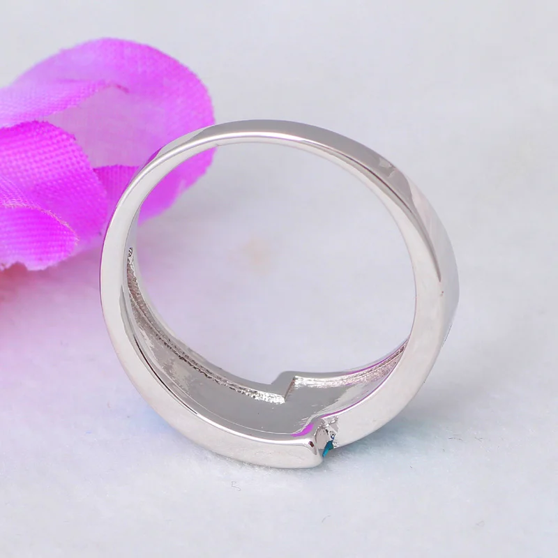 Кольца для вечеринок в простом стиле синие огненные опалы серебряные