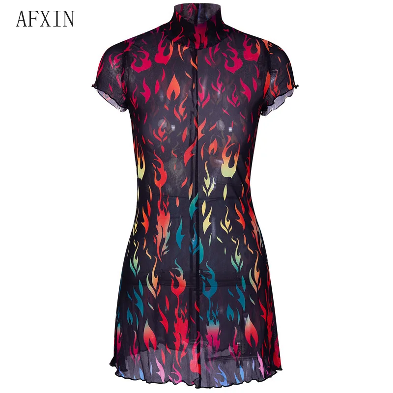 Ins/популярное летнее Сетчатое платье для женщин сексуальное прозрачное цветное