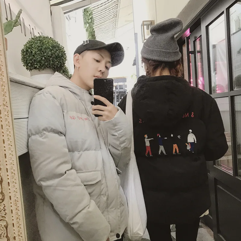 Человек зимняя женская обувь теплый плащ с капюшоном на молнии черный белый цвет