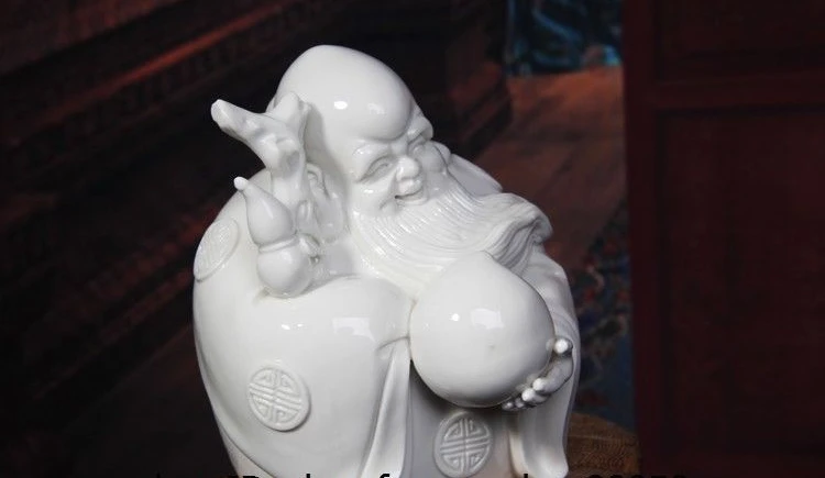 China Pottery Dehua White Porcelain Fu Lu Shou Longevity God Buddha Ruyi Statue | Дом и сад