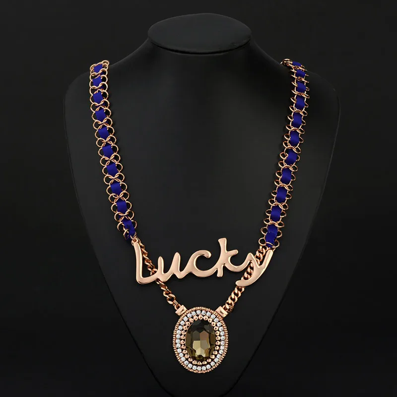 Neoglory австрийские стразы розовое золото длинные цепочки ожерелья для женщин Панк