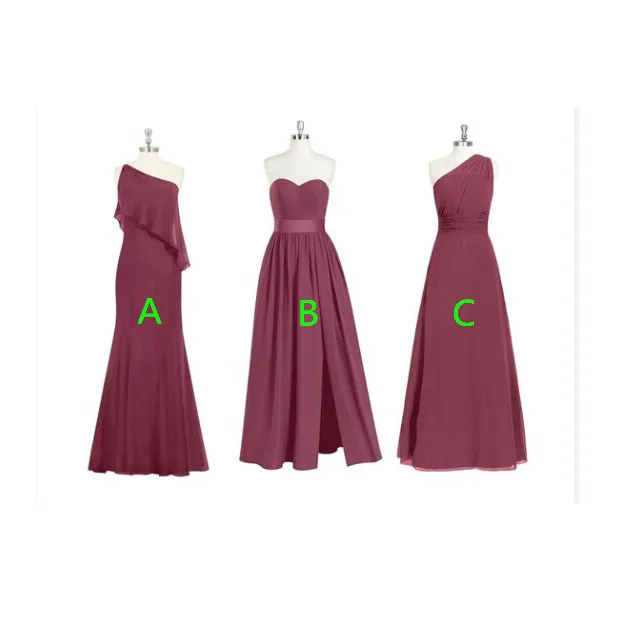 Vestidos Dama De Honor Largo длинное шифоновое плиссированное платье размера плюс для свадьбы Бордовое платье подружки невесты в африканском стиле