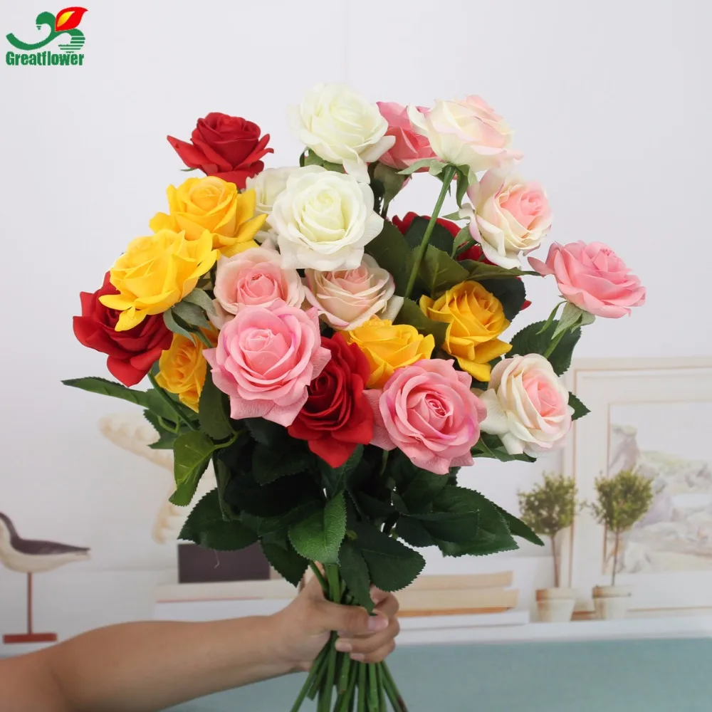 1PC Lifelike Artificial Rose Flower Real Touch Tactile Cloth Wedding Bouquet Flowers Home Party Decoration | Дом и сад
