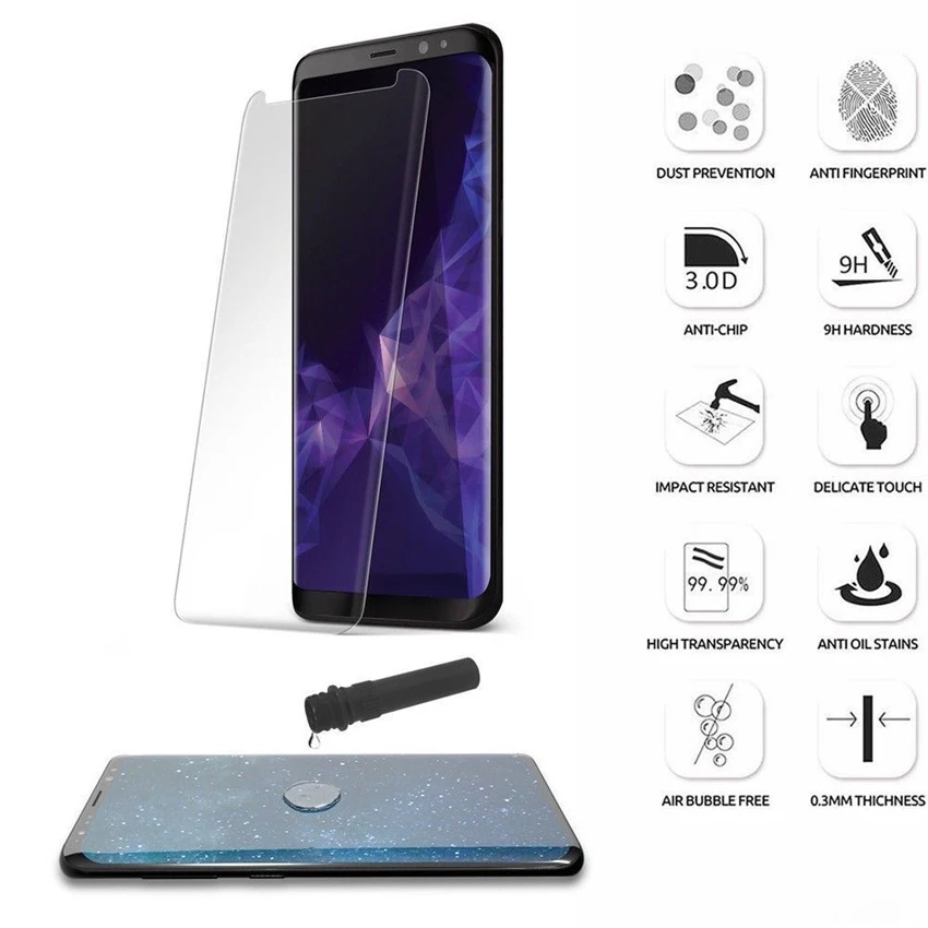 Полностью УФ клей жидкое Закаленное стекло протектор экрана для Samsung Galaxy Note8 Note9 S9