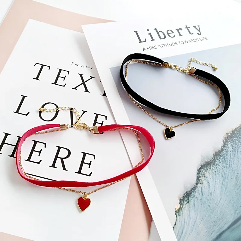 2019 Япония и Южная Корея Флокирование кулон 3 цвета Сплав Ожерелье Сердце женское