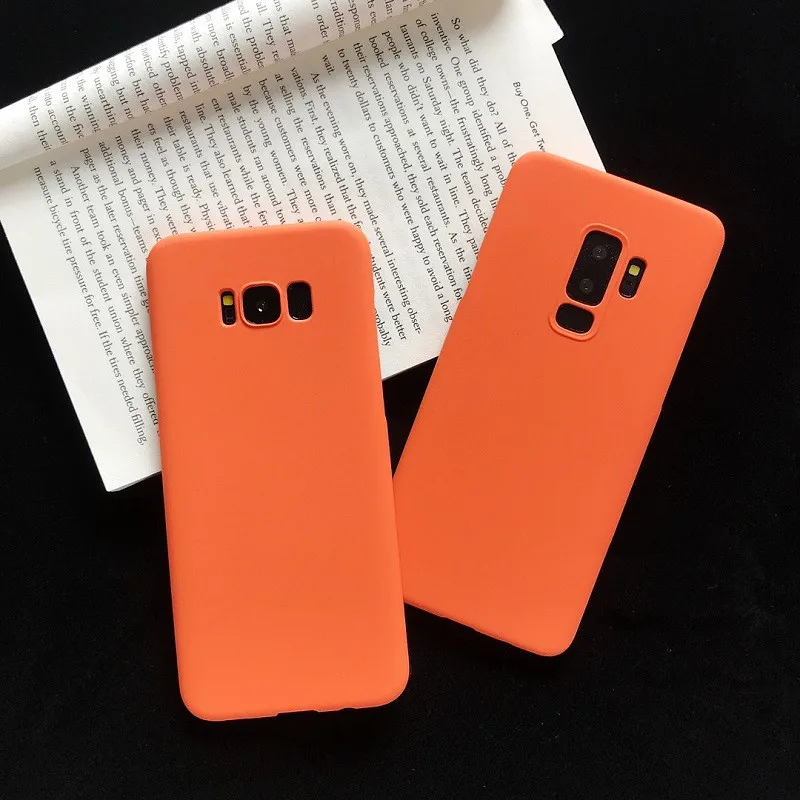 Чехол для Samsung Galaxy S10 S9 Plus S10plus S8 S8Plus Note 8 9 оранжевый однотонный модный жесткий