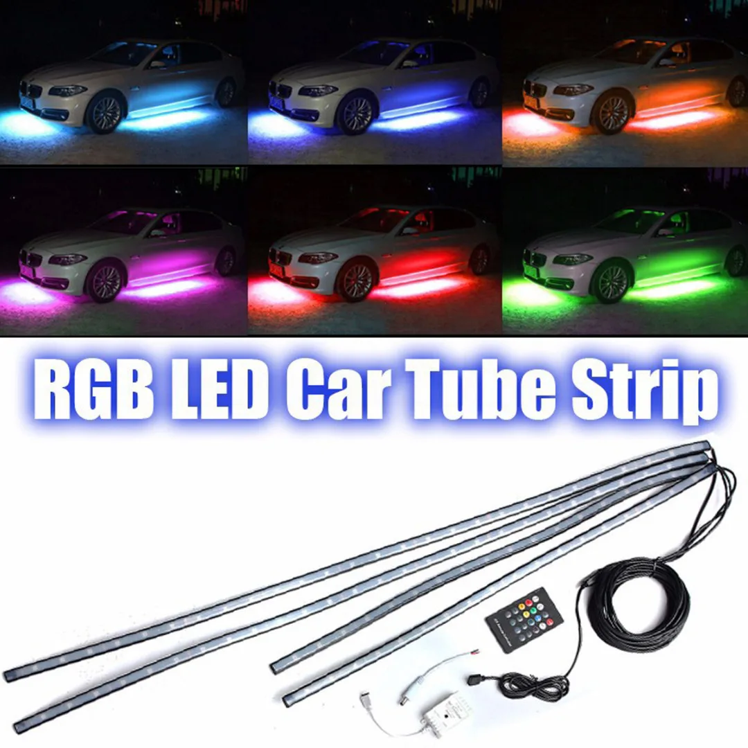 JX LCLYL 4 шт. RGB Светодиодные ленты под автомобилей Tube Underglow неон днище кузова