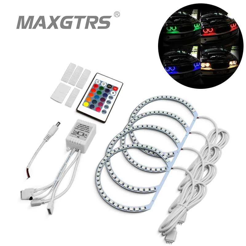 2x146 мм + 2x131 5050 42SMD RGB светодиодный светильник ангельские глазки РА с кольцом Ореола
