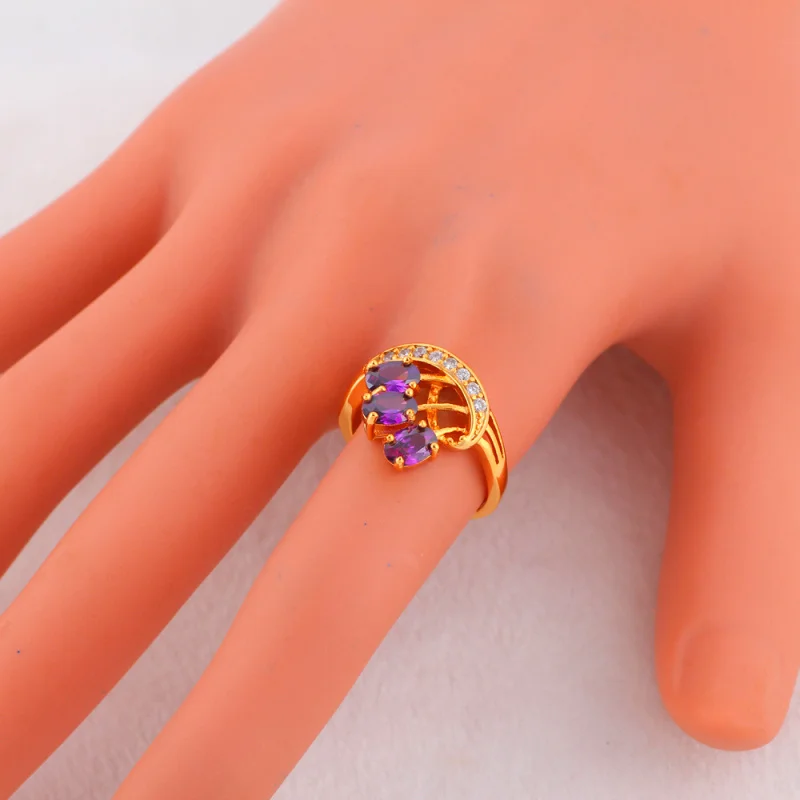 Женские Романтические кольца с фиолетовыми кристаллами Ayowei опт и розница модные