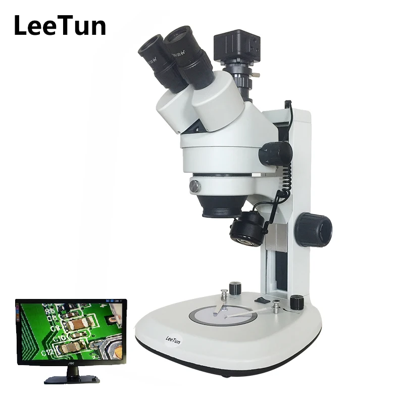 LeeTun 3.5X-90X Digital Zoom Illuminated Industrial Stereo Microscope Trinocular Head Top Bottom LED Light 5.0MP USB Camera | Инструменты