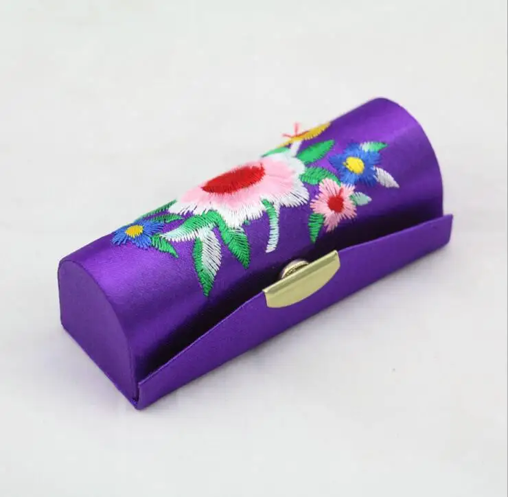 100pcs/lot! Hot sales! Flower Design Retro Lipstick Case Brocade Embroidered Holder Box with Mirror Chinese Style | Багаж и сумки
