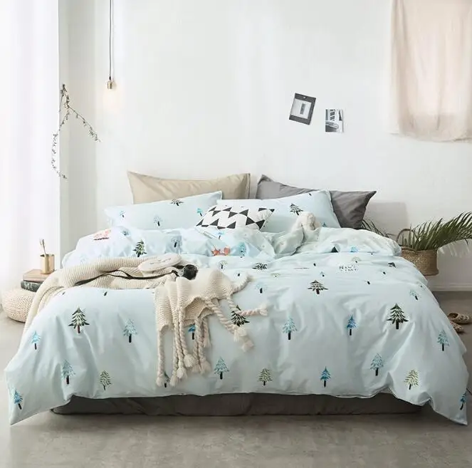 Комплект постельного белья из хлопка с цветочным принтом 4 шт.|Комплекты белья| |