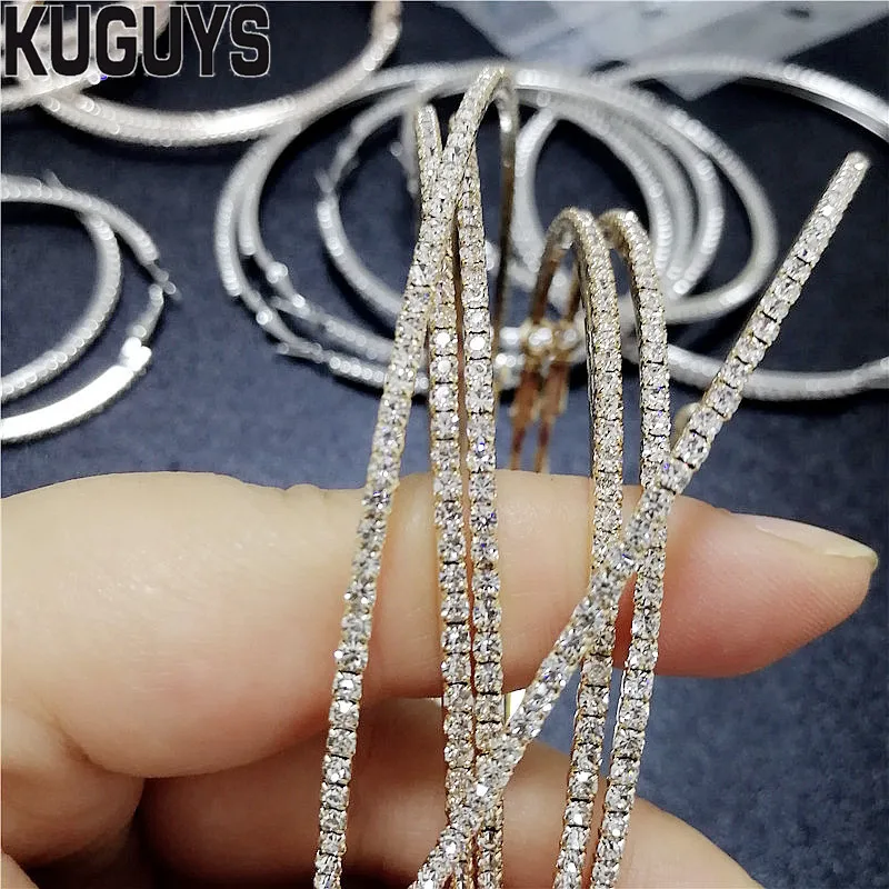 KUGUYS модные круглые большие серьги для женщин ювелирные изделия Oorbellen Pendientes Золотые Серебряные Кристаллы Модные серьги-кольца Brincos