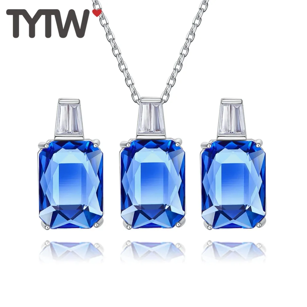 TYTW Новая Большая распродажа Свадебные Ювелирные наборы из стерлингового серебра